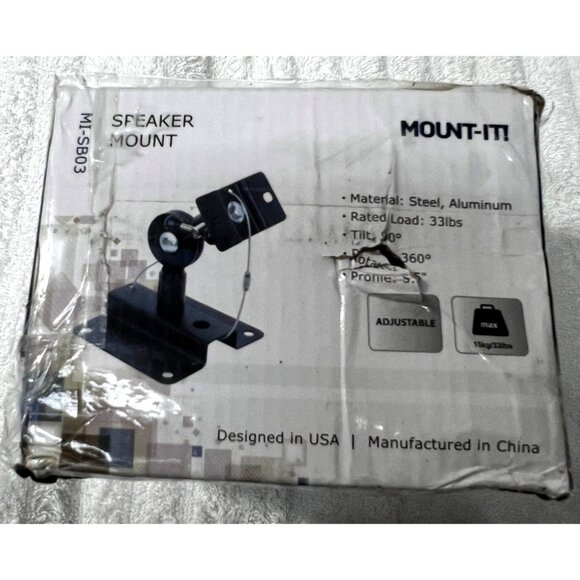 Mount-It! Speaker Mount MI-SB03 Steel/Aluminum Adjustable 33lbs Load 360° Tilt 9 - Picture 1 of 9